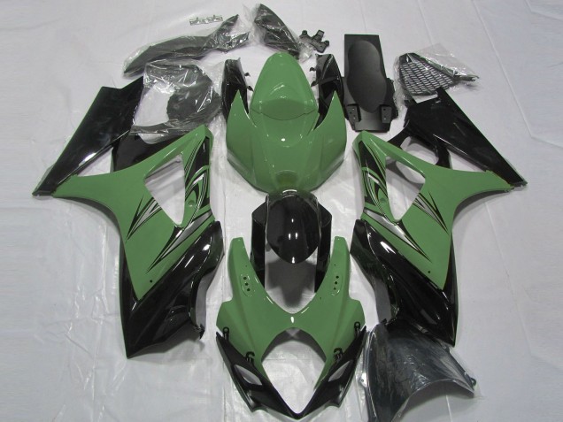 2007-2008 Suzuki GSXR 1000 Motorcycle Fairings - Forest Green Glossy Black
