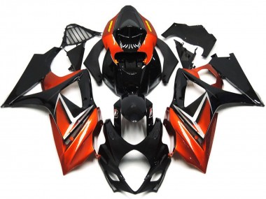 2007-2008 Suzuki GSXR 1000 Motorcycle Fairings - Glossy Black Orange