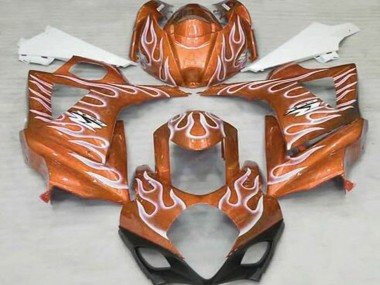 2007-2008 Suzuki GSXR 1000 Motorcycle Fairings - Orange White Flame