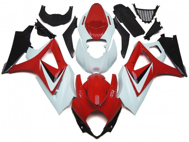 2007-2008 Suzuki GSXR 1000 Motorcycle Fairings - White Red Black OEM Style