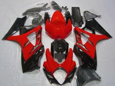 2007-2008 Suzuki GSXR 1000 Motorcycle Fairings - Red Glossy Black