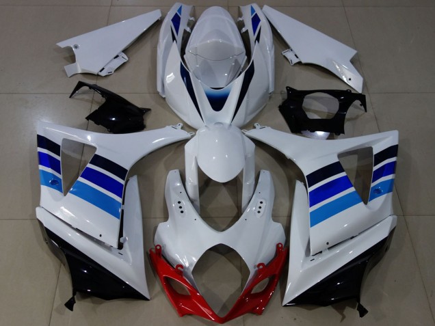 2007-2008 Suzuki GSXR 1000 Motorcycle Fairings - White Blue OEM Style