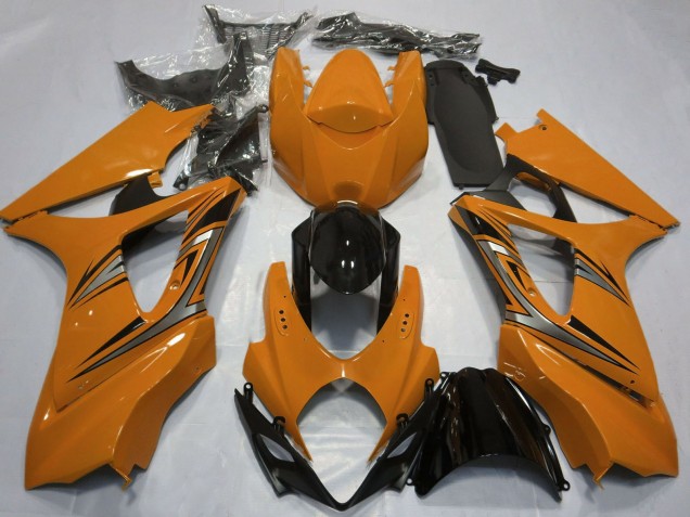2007-2008 Suzuki GSXR 1000 Motorcycle Fairings - Orange Glossy Black OEM Style