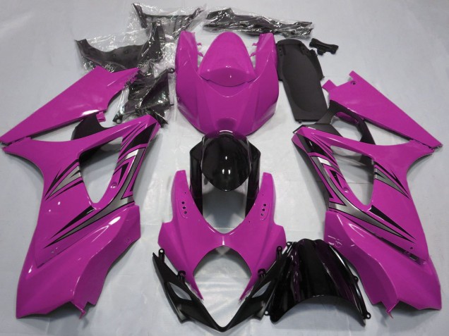 2007-2008 Suzuki GSXR 1000 Motorcycle Fairings - Pink Glossy Black OEM Style