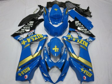 2007-2008 Suzuki GSXR 1000 Motorcycle Fairings - Blue Gold Black Rizla