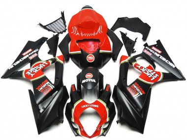 2007-2008 Suzuki GSXR 1000 Motorcycle Fairings - Red Black Lucky Strike