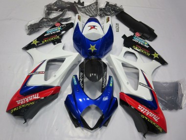 2007-2008 Suzuki GSXR 1000 Motorcycle Fairings - White Blue Red Black Rockstar