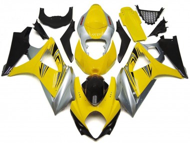 2007-2008 Suzuki GSXR 1000 Motorcycle Fairings - Yellow Silver Black OEM Style