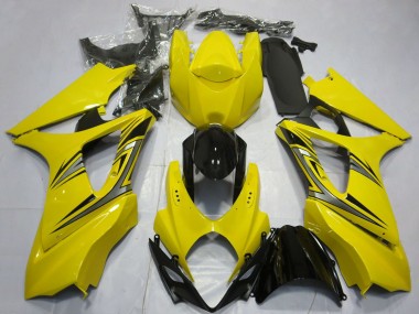 2007-2008 Suzuki GSXR 1000 Motorcycle Fairings - Yellow Glossy Black OEM Style