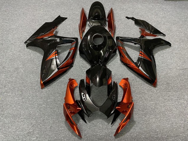 2006-2007 Suzuki GSXR 600 / GSXR 750 Motorcycle Fairings - Glossy Black Orange