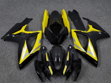 2006-2007 Suzuki GSXR 600 / GSXR 750 Motorcycle Fairings - Glossy Black Yellow Silver OEM Style