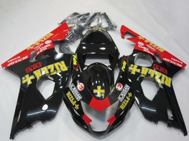 2004-2005 Suzuki GSXR 600 / GSXR 750 Motorcycle Fairings - Glossy Black Red Yellow Rizla