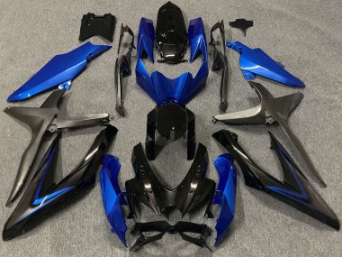 2008-2010 Suzuki GSXR 600 / GSXR 750 Motorcycle Fairings - Blue Grey Glossy Black