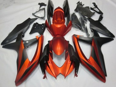 2008-2010 Suzuki GSXR 600 / GSXR 750 Motorcycle Fairings - Burnt Orange Matte Black