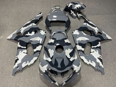 2001-2003 Suzuki GSXR 600 / GSXR 750 Motorcycle Fairings - Grey Black White Camouflage