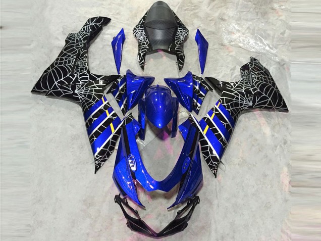 2011-2024 Suzuki GSXR 600 / GSXR 750 Motorcycle Fairings - Blue Black Spider