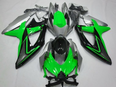 2008-2010 Suzuki GSXR 600 / GSXR 750 Motorcycle Fairings - Silver Green Grey Black