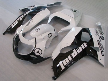 2001-2003 Suzuki GSXR 600 / GSXR 750 Motorcycle Fairings - White Glossy Black Jordan Michelin
