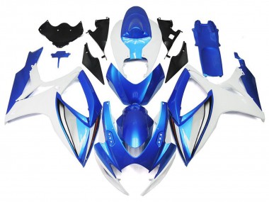 2006-2007 Suzuki GSXR 600 / GSXR 750 Motorcycle Fairings - White Blue OEM Style