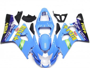 2004-2005 Suzuki GSXR 600 / GSXR 750 Motorcycle Fairings - Light Blue Green Yellow Rizla Style