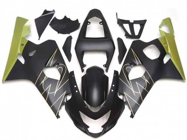 2004-2005 Suzuki GSXR 600 / GSXR 750 Motorcycle Fairings - Matte Black Gold Corona