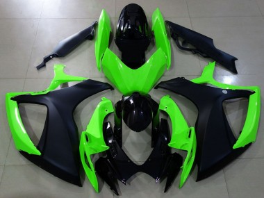 2006-2007 Suzuki GSXR 600 / GSXR 750 Motorcycle Fairings - Green Glossy Black Matte Black