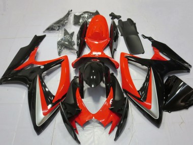 2006-2007 Suzuki GSXR 600 / GSXR 750 Motorcycle Fairings - Red Silver Glossy Black