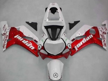 2001-2003 Suzuki GSXR 600 / GSXR 750 Motorcycle Fairings - White Red Jordan Dunlop
