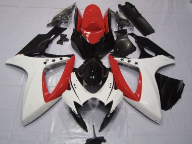 2006-2007 Suzuki GSXR 600 / GSXR 750 Motorcycle Fairings - Red White Glossy Black