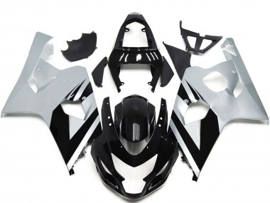 2004-2005 Suzuki GSXR 600 / GSXR 750 Motorcycle Fairings - White Glossy Black OEM Style