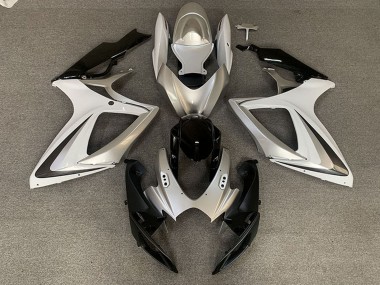 2006-2007 Suzuki GSXR 600 / GSXR 750 Motorcycle Fairings - Silver White Glossy Black OEM Style