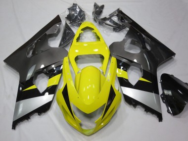 2004-2005 Suzuki GSXR 600 / GSXR 750 Motorcycle Fairings - Yellow Silver Grey Black