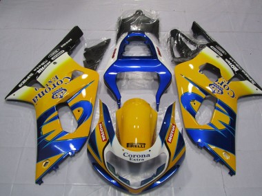 2001-2003 Suzuki GSXR 600 / GSXR 750 Motorcycle Fairings - Yellow Blue White Corona Motul