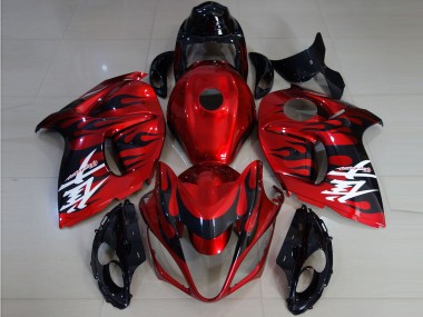 2008-2020 Suzuki GSXR 1300 Motorcycle Fairings - Red Black Flame