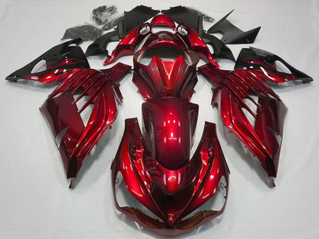 2012-2024 Kawasaki ZX14R Motorcycle Fairing - Red Glossy Black