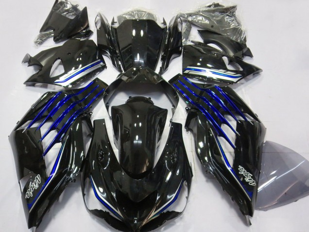 2012-2024 Kawasaki ZX14R Motorcycle Fairings - Glossy Black Blue