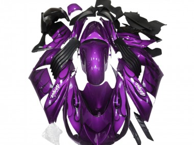 2006-2011 Kawasaki ZX14R Motorcycle Fairings - Purple Black Flame White Ninja