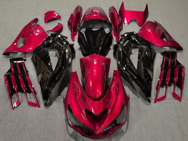 2012-2024 Kawasaki ZX14R Motorcycle Fairings - Red Glossy Black