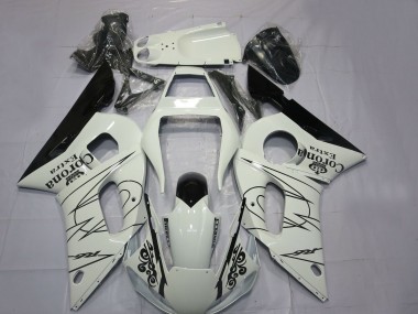 1998-2002 Yamaha R6 Motorcycle Fairings - White Black Corona Motul