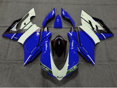 2015-2020 Ducati 959 1299 Motorcycle Fairings - Blue White Glossy Black Unibat Flex-Box OEM Style