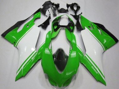 2011-2014 Ducati 1199 Motorcycle Fairings - Glossy Green White Black