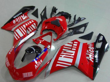 2007-2014 Ducati 848 1098 1198 Motorcycle Fairings - Silver Red Glossy Black Alice Sandisk