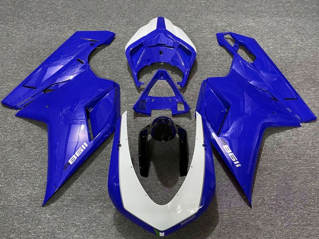 2007-2014 Ducati 1198 Motorcycle Fairings - Glossy Blue White