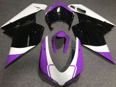 2007-2014 Ducati 848 1098 1198 Motorcycle Fairings - White Purple Glossy Black