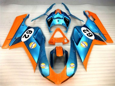 2007-2014 Ducati 848 1098 1198 Motorcycle Fairings - Orange Blue Gulf 62