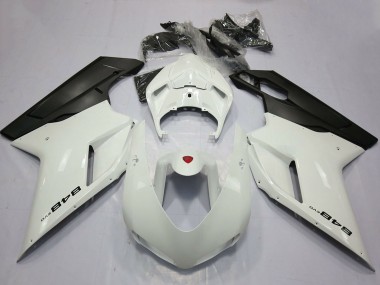 2007-2014 Ducati 848 Motorcycle Fairings - Pearl White Matte Black