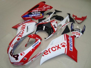 2007-2014 Ducati 848 1098 1198 Motorcycle Fairings - White Red Blue Glossy Black Valsir Xerox 84