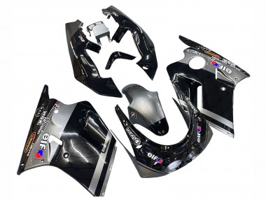 1989-1990 Kawasaki ZXR250 Motorcycle Fairings - Glossy Black Grey Elf Touch4 Bridgestone