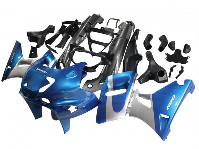 1998-2003 Kawasaki ZZR600 Motorcycle Fairings - Blue Silver Black
