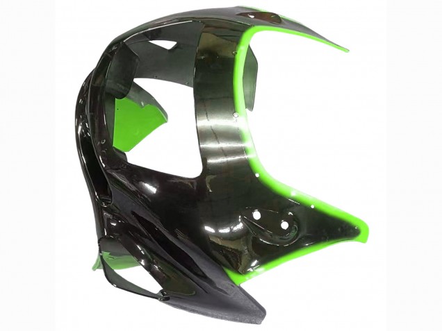 1998-2003 Kawasaki ZZR600 Motorcycle Fairings - Green Glossy Black Flame